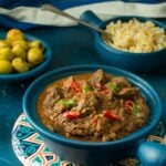 Chicken Livers with Tomato Sauce served in a colorful bowl.