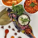 Coconut Rice served with curry.