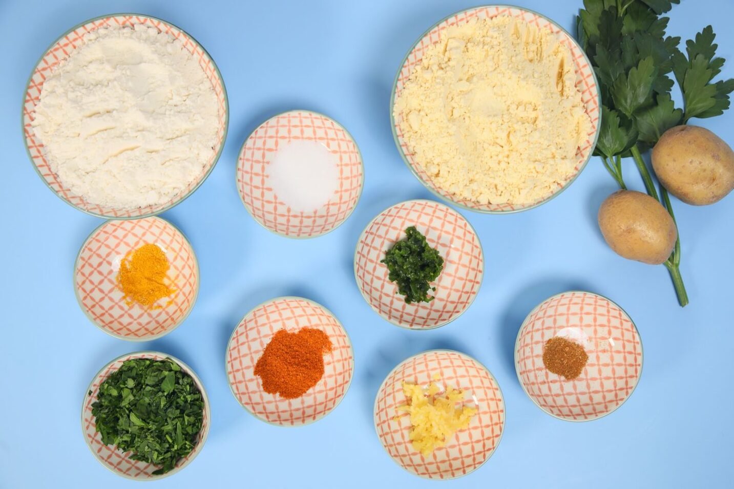 Top view of the ingrediets for the Kenyan Bhajis.