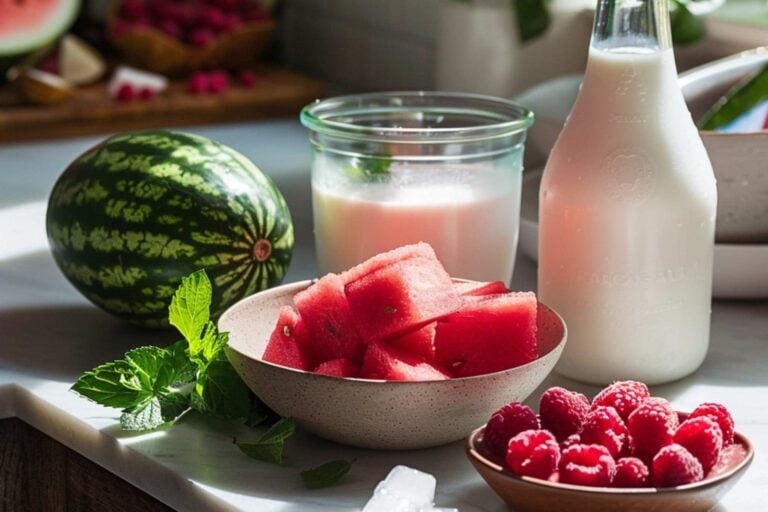 Refreshing Watermelon Raspberry Smoothie - Keesha's Kitchen