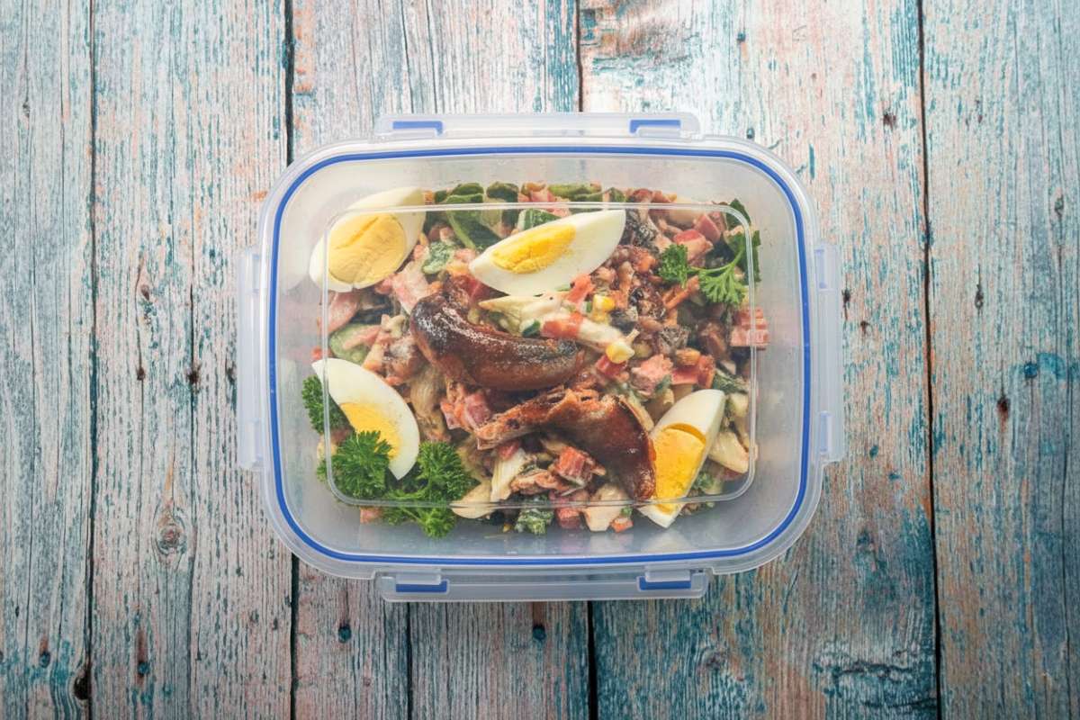 Storing Classic Ghanaian Salad.