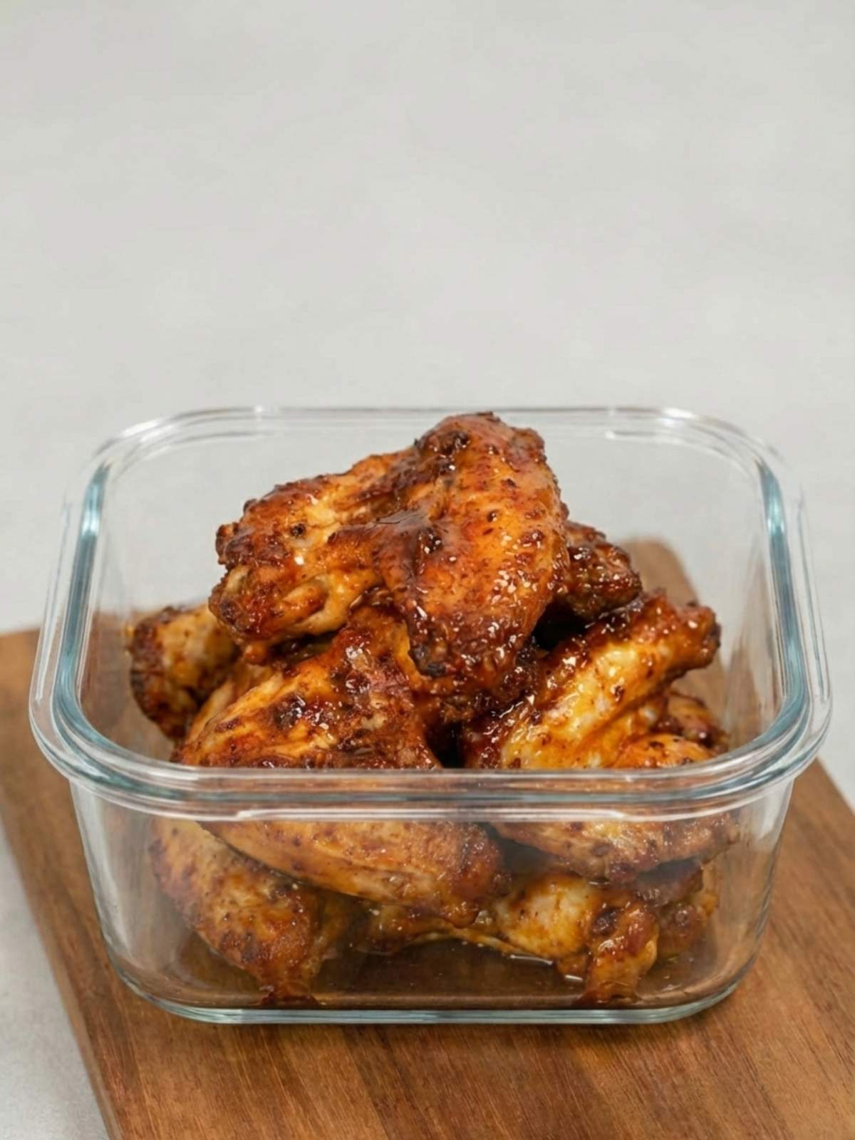Soy Garlic Chicken Wings in an airtight container