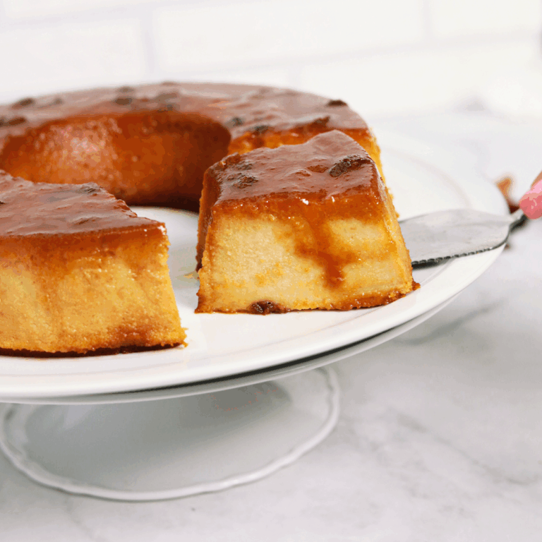 Dominican Bread Pudding close up.