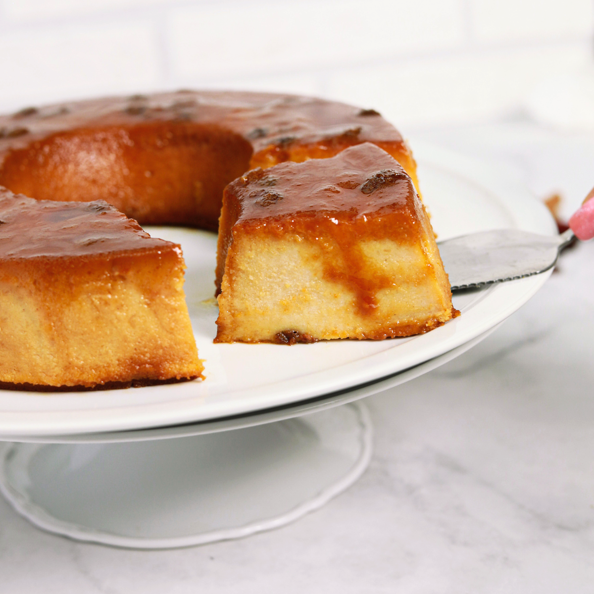 Dominican Bread Pudding close up.