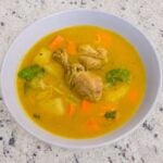 Dominican chicken soup with vegetables and potatoes