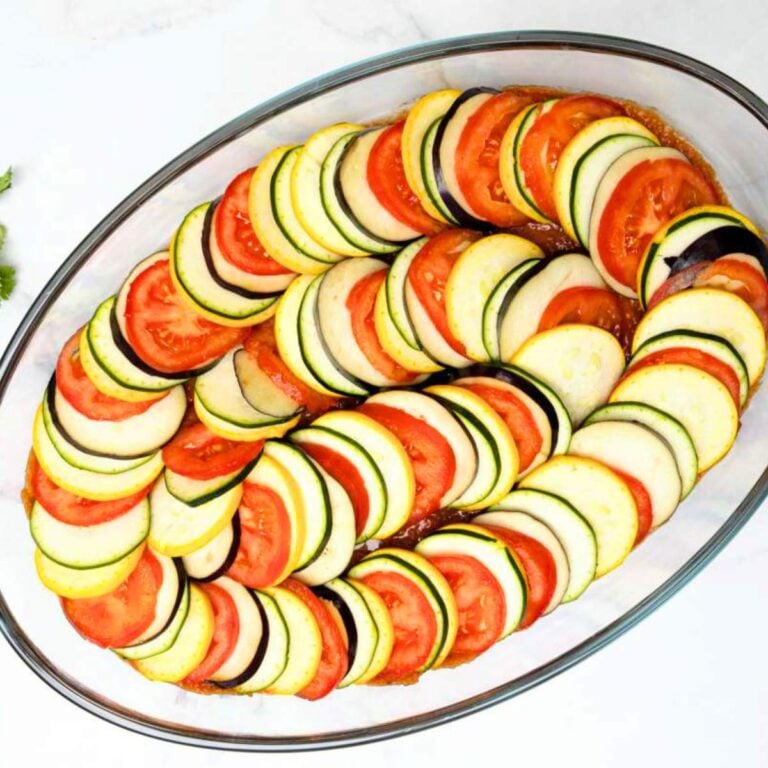 Ratatouille with zucchini, eggplant, tomatoes and fresh herbs