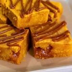 Homemade pumpkin blondies with a soft, chewy center