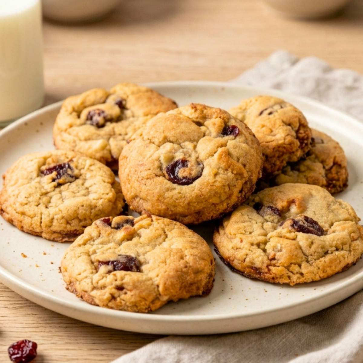 New York-style guava and white chocolate cookies on a white ceramic plate