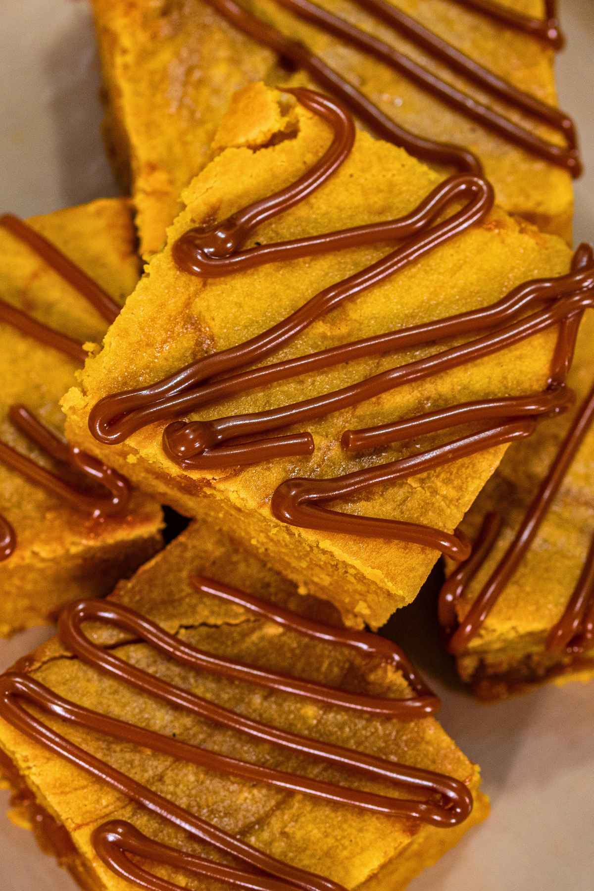 Pumpkin spice blondies cut into squares