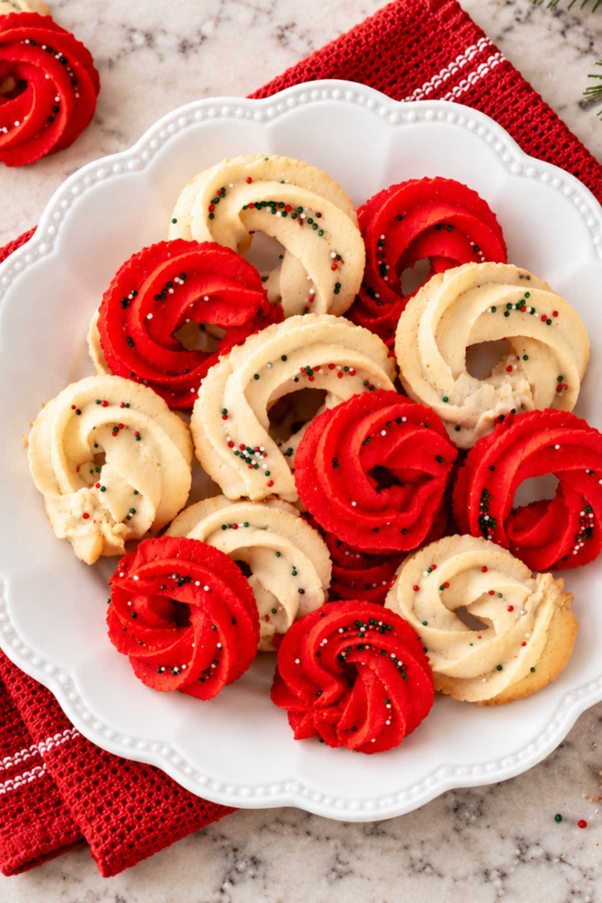 Homemade butter cookies decorated for Christmas